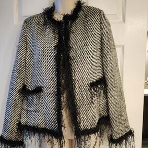 Focus 2000 size 10 Petite Black and White Tweed Jacket